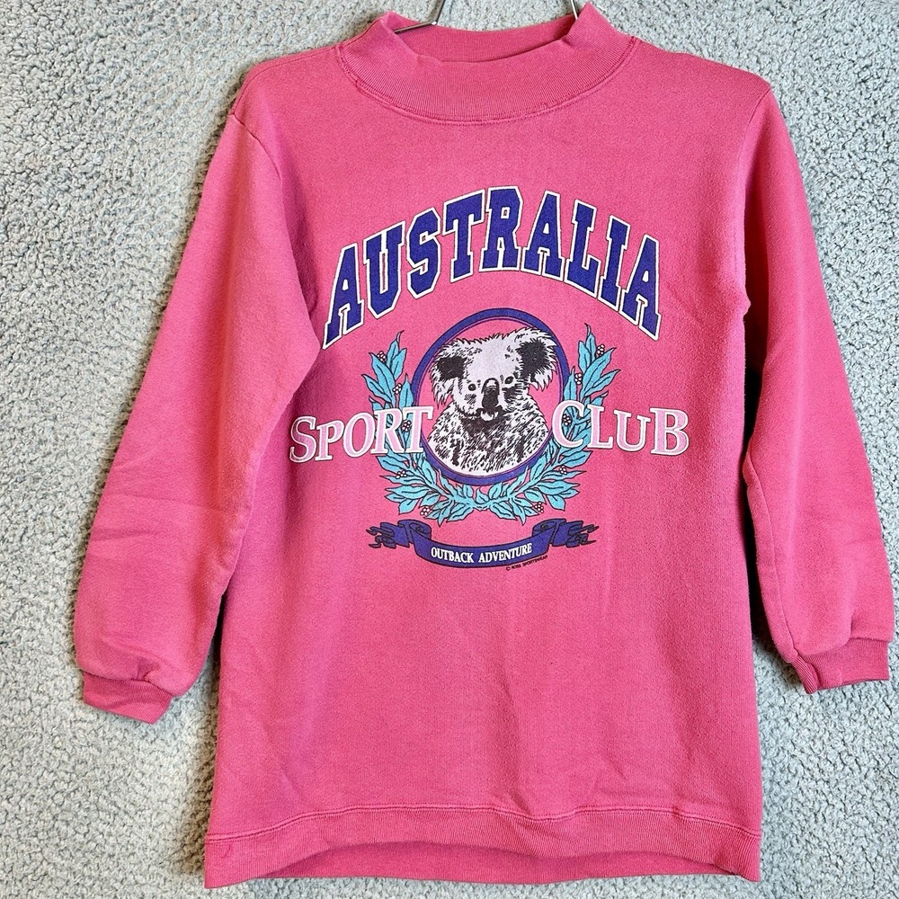 Vintage 90s Australia Sports Club Sweatshirt Women's One Size Pink Retro Graphic